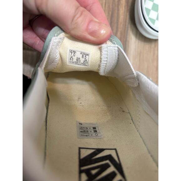 Vans Green Checkered Slip On Sneakers 8.5 - Picture 4 of 4